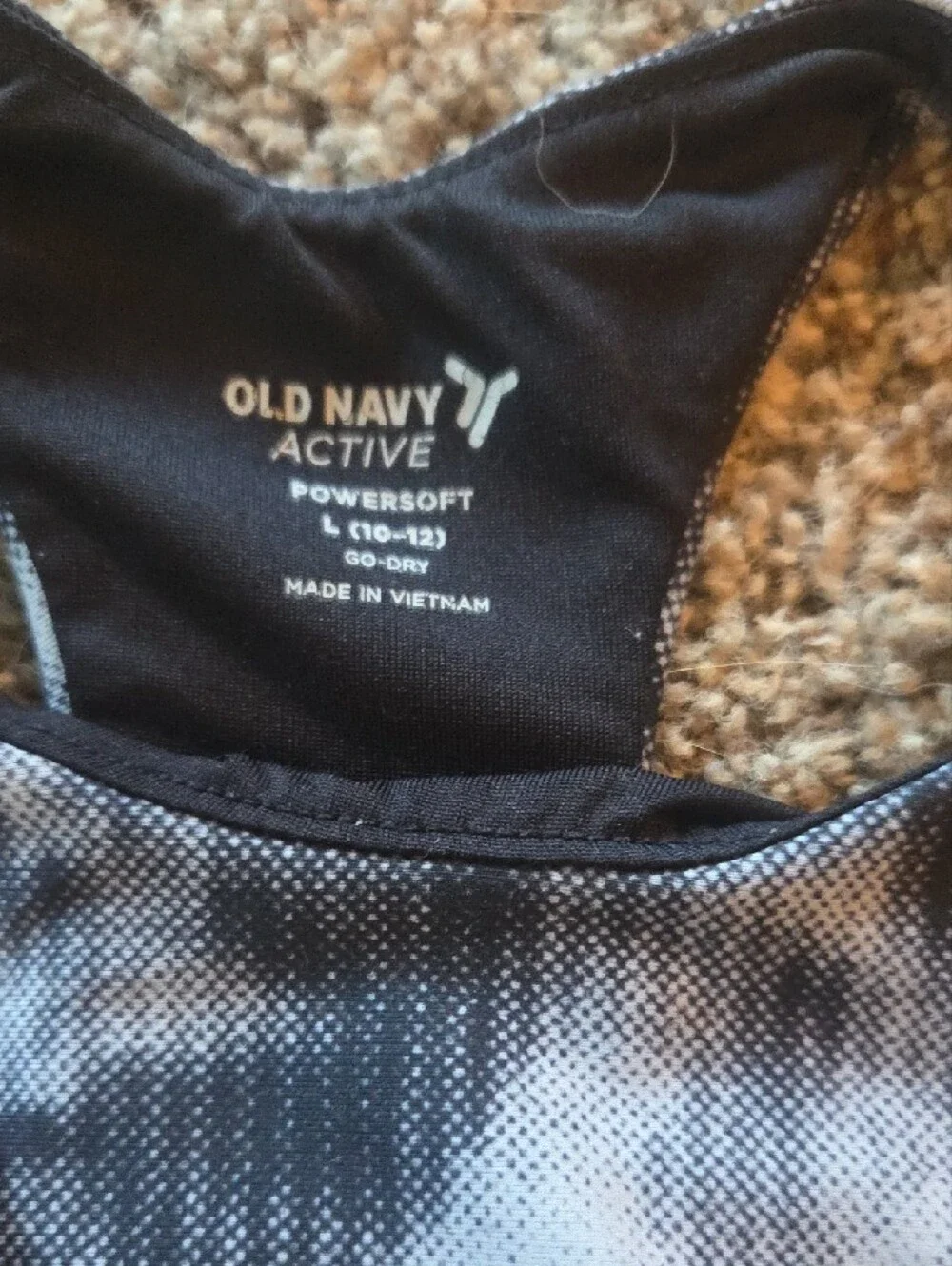 Old Navy Active Black & White Tie-Dye Racerback Crop Tank
